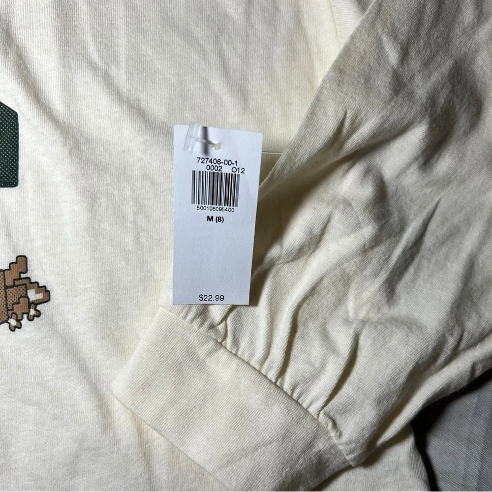 Old Navy Girl’s Minecraft Graphic Long Sleeve Tee Cream Size Medium